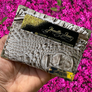 Nude Croc Skin Personalized Card Holder