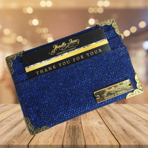 Blue Adriana Glittered Personalized Card Holder (For Her)