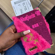 Load image into Gallery viewer, Luxurious Cotton Candy Mixed Fur &amp; Glitter Travel Document Holder
